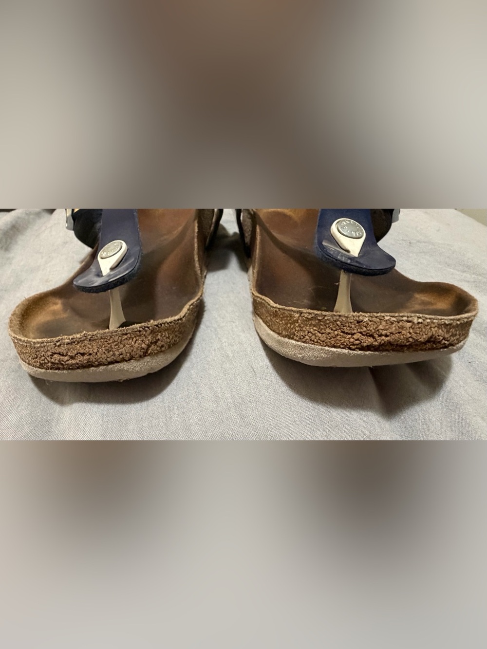 Well worn Birkenstock Navy Patent Buckle Sandals - Picture 5 of 8